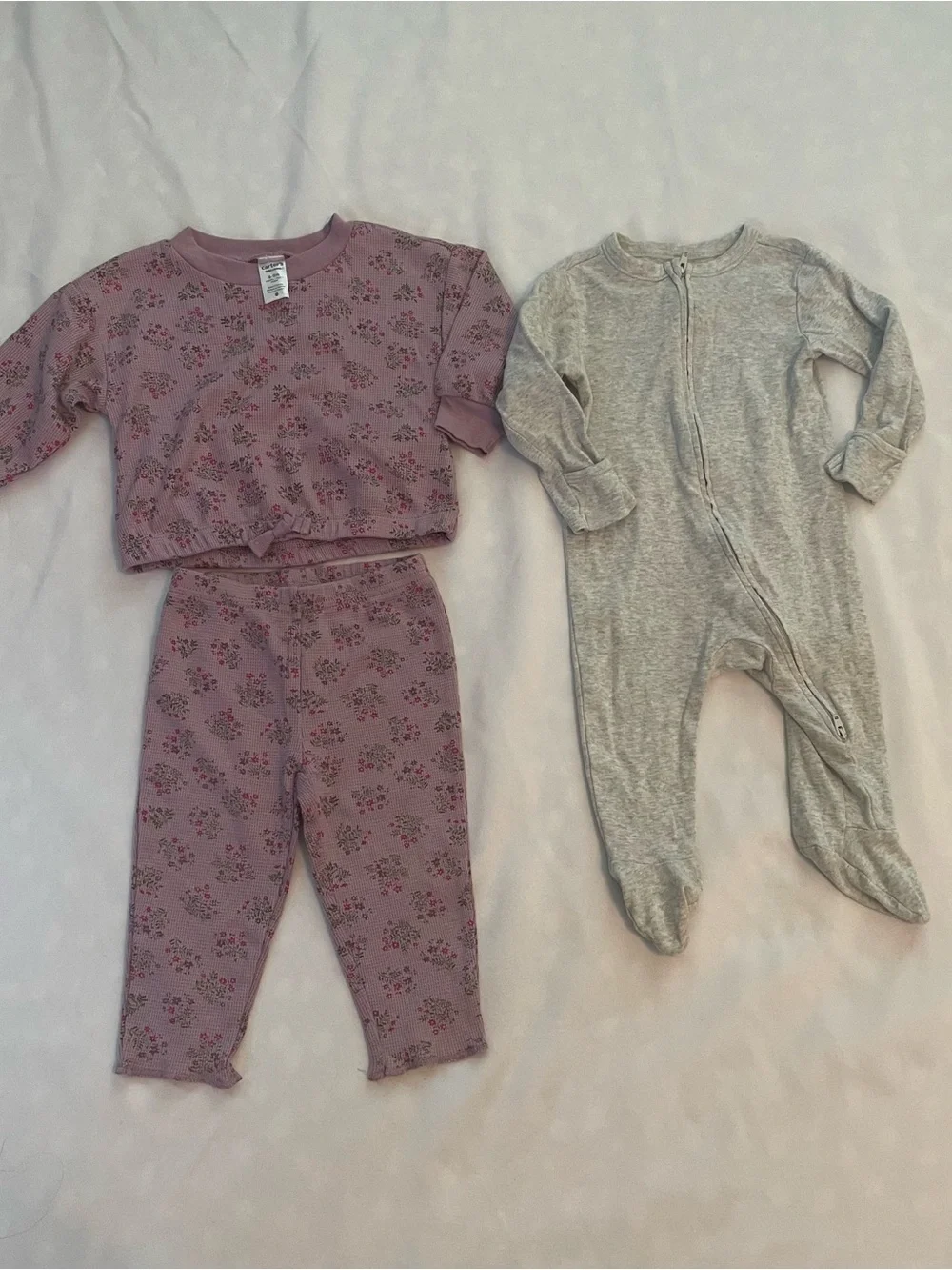 Carter's/Old Navy Pink Purple Gray Mix Baby Outfits, Sizes 6-9, 9, and 12 Months